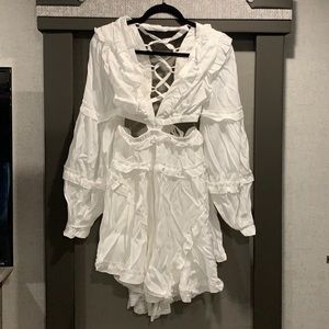 Peach Love White Dress